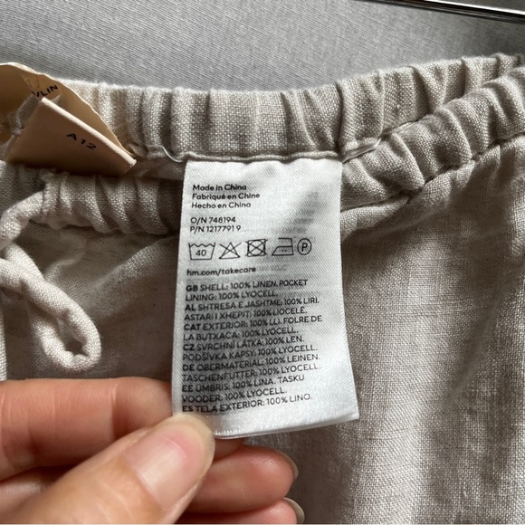 H&M Women’s Cream Linen wide leg Pants Sz 14 - Picture 5 of 9